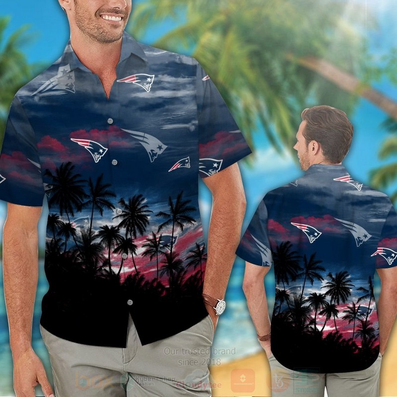 NFL_New_England_Patriots_Navy-Black_Coconut_Tree_Hawaiian_Shirt_Short_1