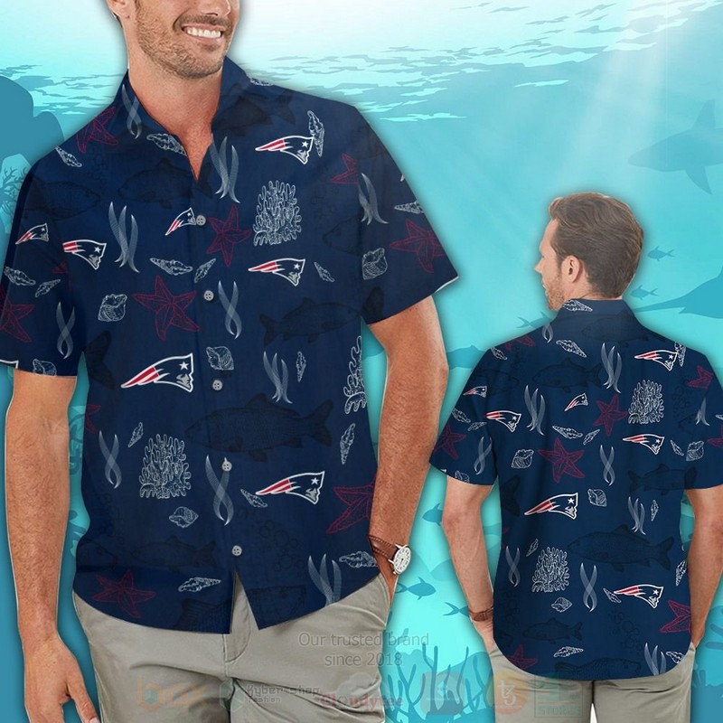 NFL_New_England_Patriots_Navy_Fish_Hawaiian_Shirt_Short_1