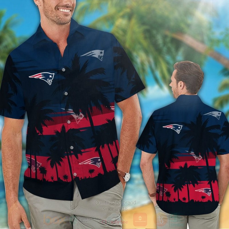NFL_New_England_Patriots_Red-Navy-Black_Coconut_Tree_Hawaiian_Shirt_Short_1