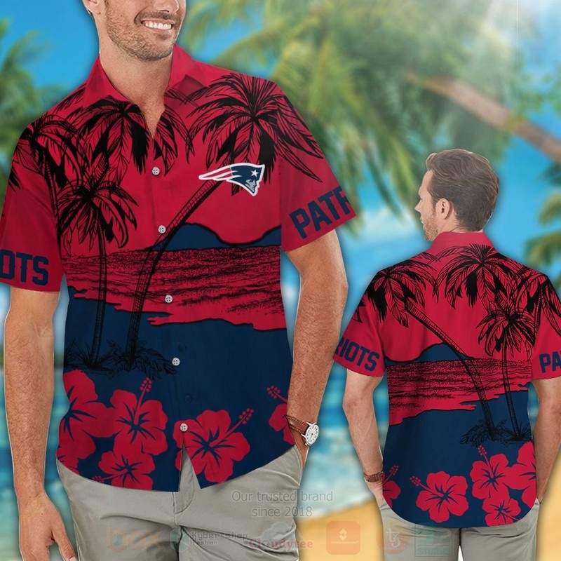 NFL_New_England_Patriots_Red-Navy_Coconut_Tree_Hawaiian_Shirt_Short_1