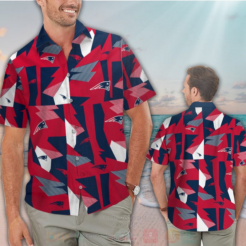 NFL_New_England_Patriots_Red-Navy_Hawaiian_Shirt_Short_1