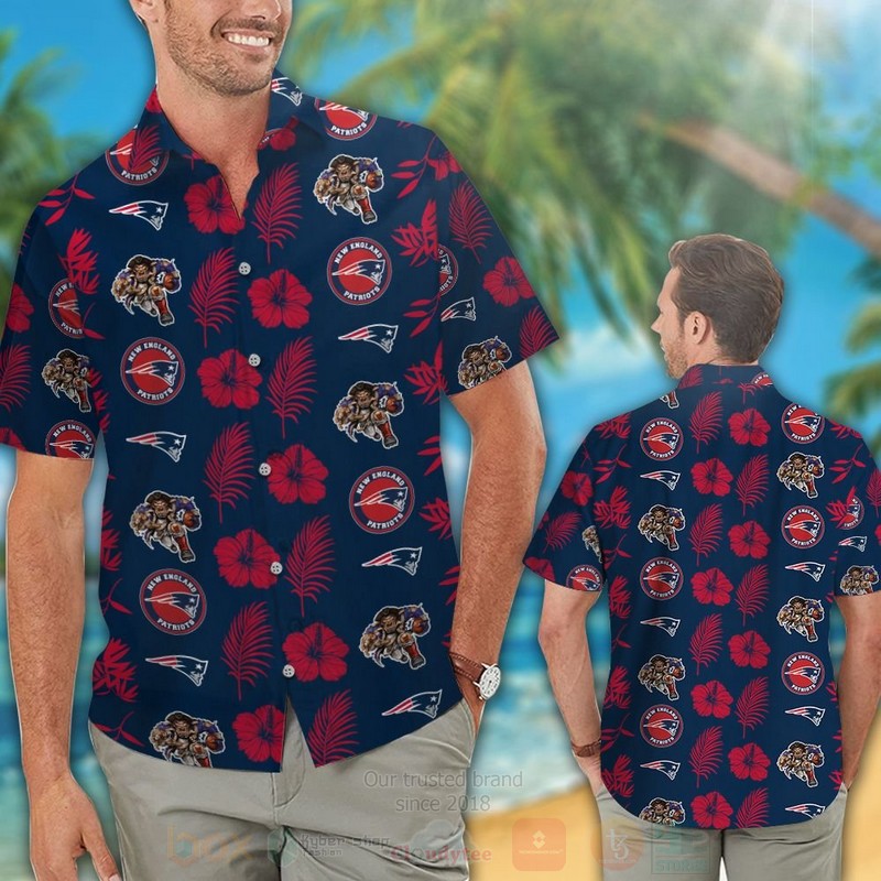 NFL_New_England_Patriots_Red_Hiibscu_Navy_Hawaiian_Shirt_Short_1