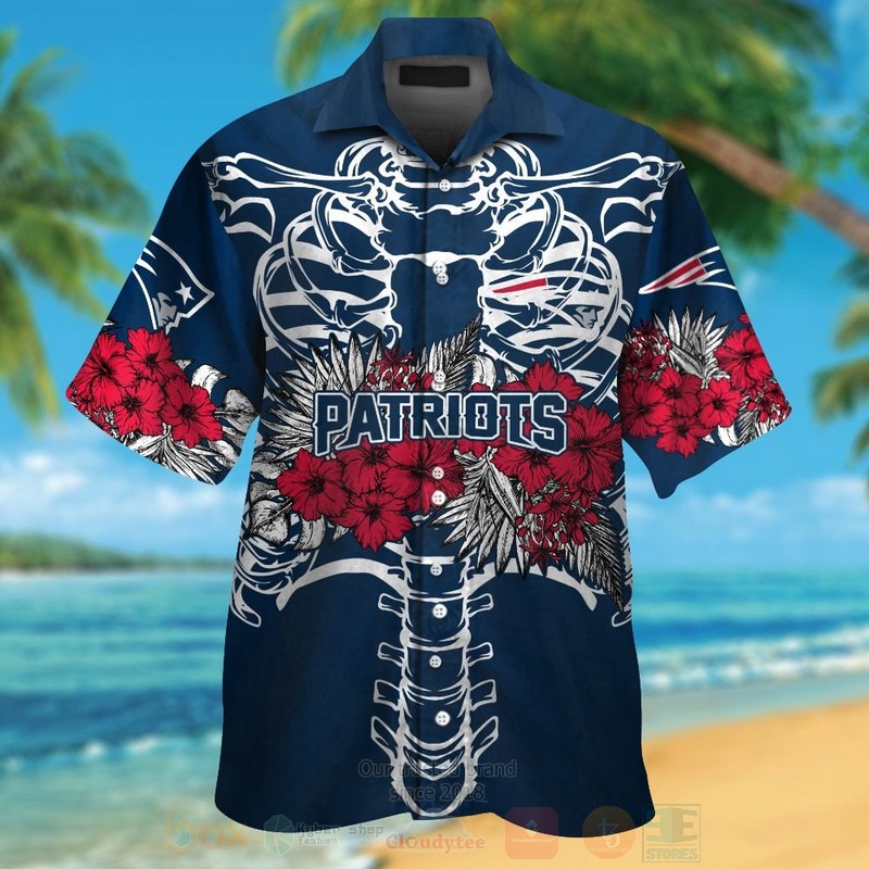 NFL_New_England_Patriots_Skeleton_Hawaiian_Shirt_Short