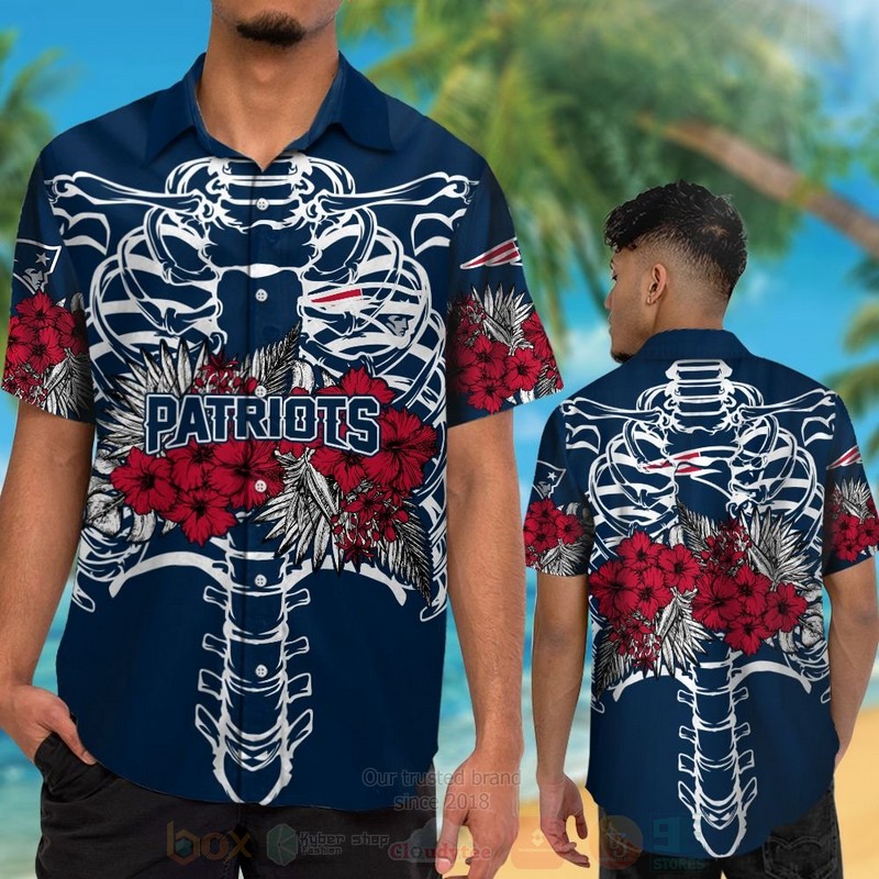 NFL_New_England_Patriots_Skeleton_Hawaiian_Shirt_Short_1