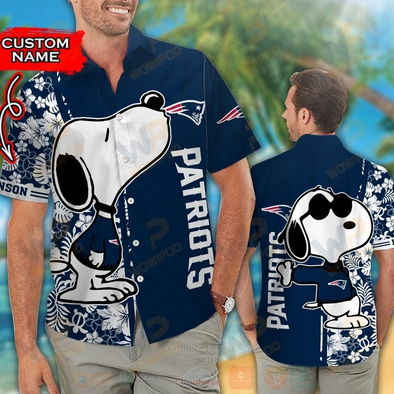 NFL_New_England_Patriots_and_Snoopy_Custom_Name_Hawaiian_Shirt_Short_1