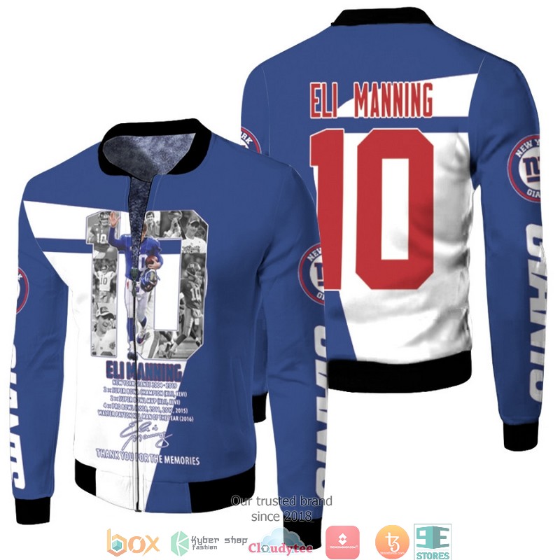 NFL_New_York_Giants_Eli_Manning_10_NFL_Thank_You_For_The_Memories_Signed_3D_Fleece_Hoodie