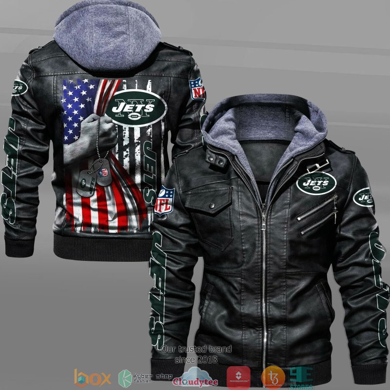 NFL_New_York_Jets_hold_American_flag_2d_leather_jacket