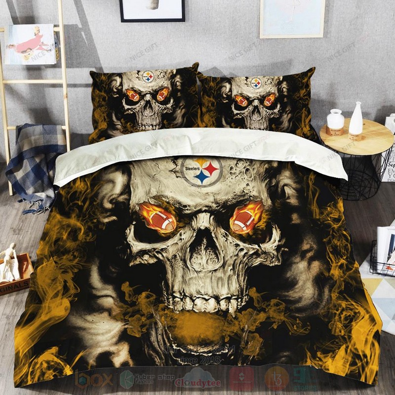 NFL_Pittsburgh_Steelers_Inspired_Skull_Bedding_Set_1