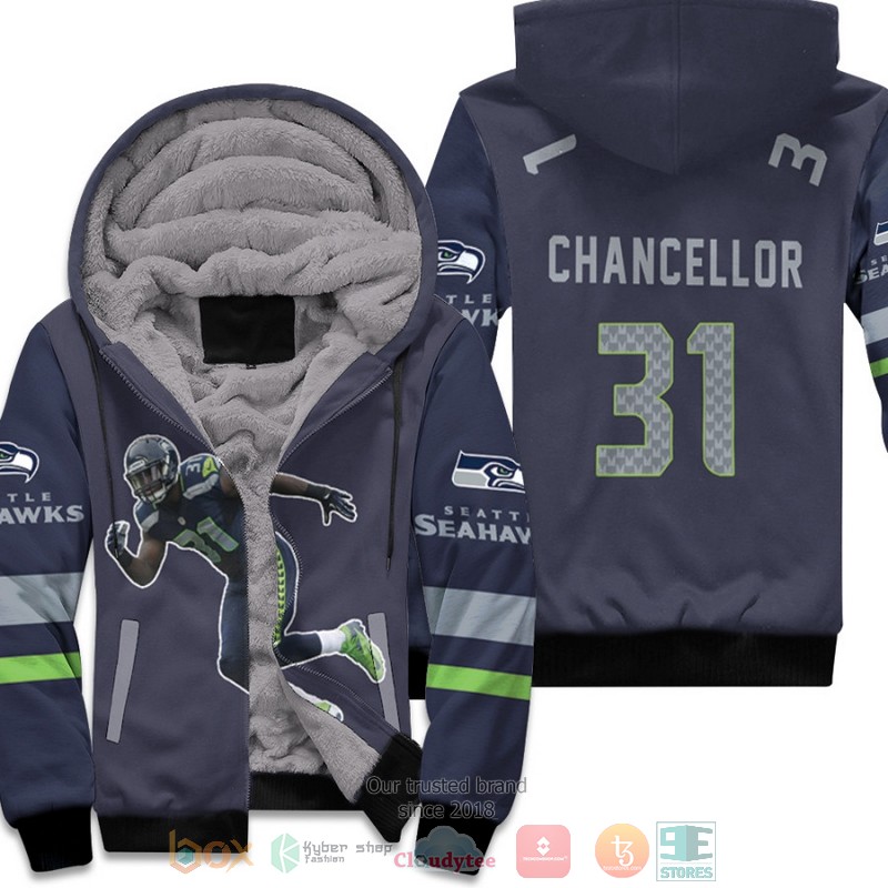NFL_Seattle_Seahawks_Kam_Chancellor_31_Navy_fleece_hoodie
