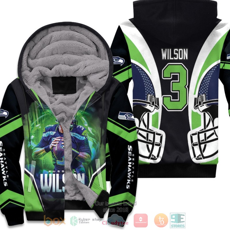NFL_Seattle_Seahawks_Russell_Wilson_3_Green_fleece_hoodie