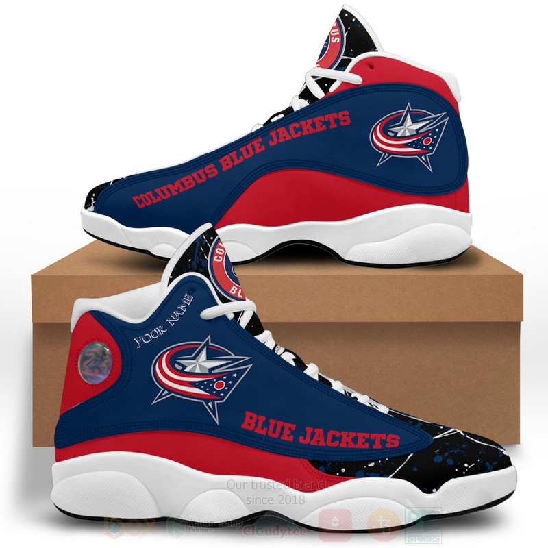 NHL_Columbus_Blue_Jackets_Personalized_Air_Jordan_13_Shoes