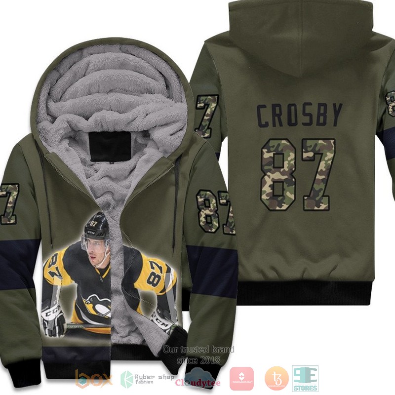 NHL_Pittsburgh_Penguins_Sidney_Crosby_8_Olive_fleece_hoodie