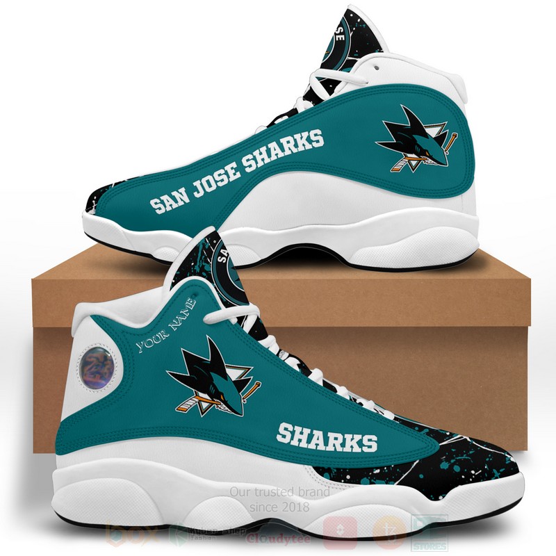 NHL_San_Jose_Sharks_Personalized_Air_Jordan_13_Shoes
