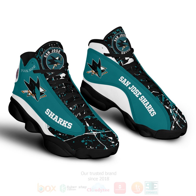 NHL_San_Jose_Sharks_Personalized_Air_Jordan_13_Shoes_1
