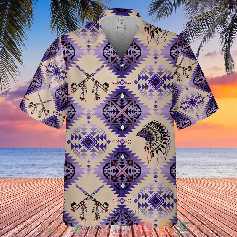 Native_American_Items_Pattern_purple_Hawaiian_Shirt