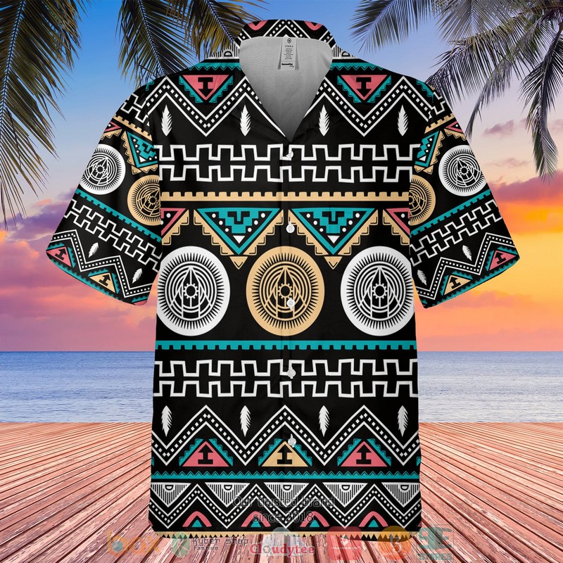 Native_Pattern_black_Hawaiian_Shirt