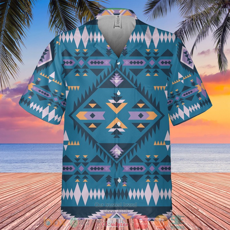 Native_Pattern_blue_purple_Hawaiian_Shirt
