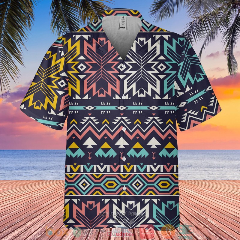 Native_Pattern_dark_blue_Hawaiian_Shirt
