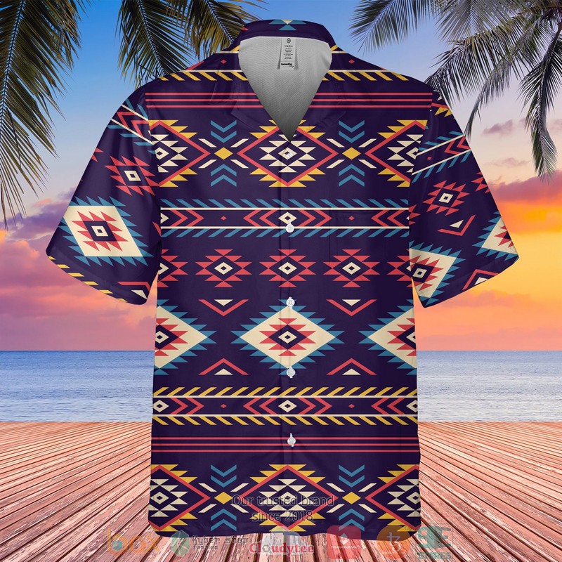 Native_Pattern_dark_purple_Hawaiian_Shirt