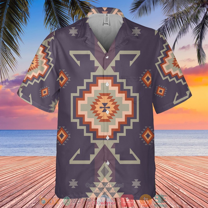 Native_Pattern_grey_purple_Hawaiian_Shirt