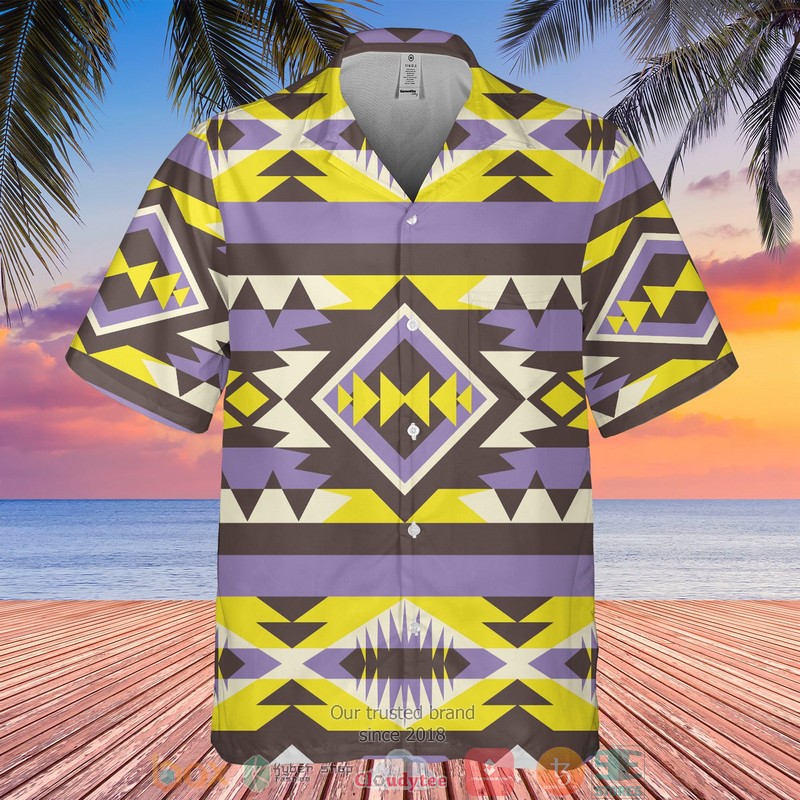 Native_Pattern_yellow_light_purple_Hawaiian_Shirt