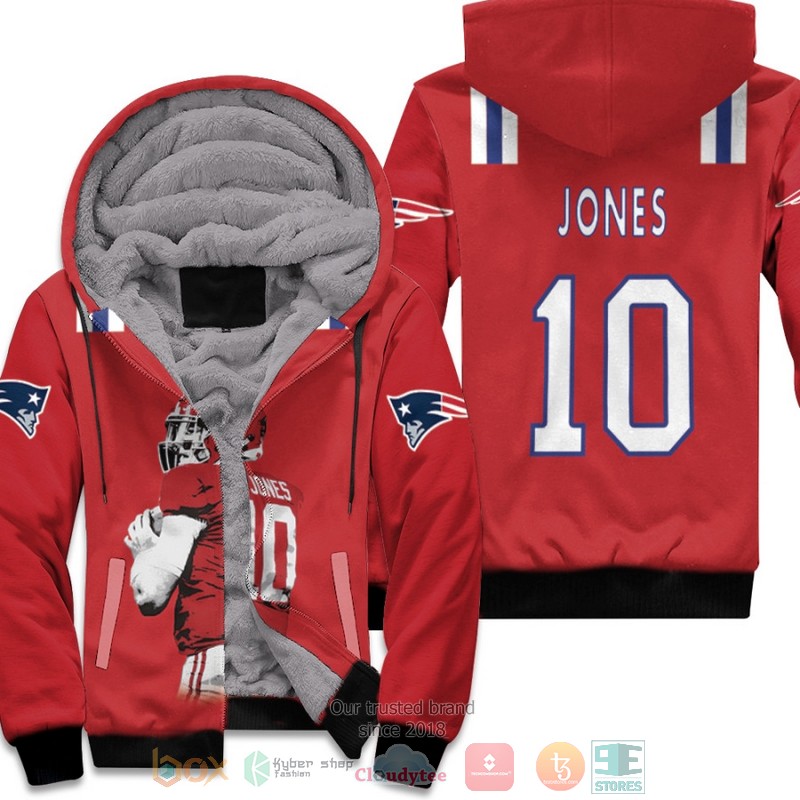 New_England_Patriots_Mac_Jones_10_NFL_Red_Game_fleece_hoodie