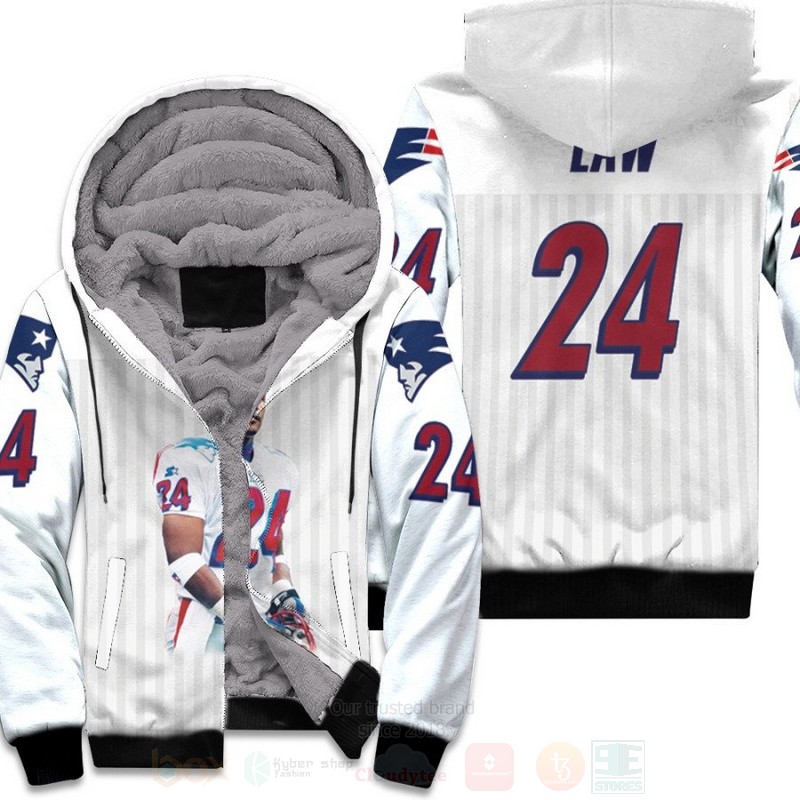 New_England_Patriots_Ty_Law_24_NFL_1995_Legacy_White_3D_Fleece_Hoodie
