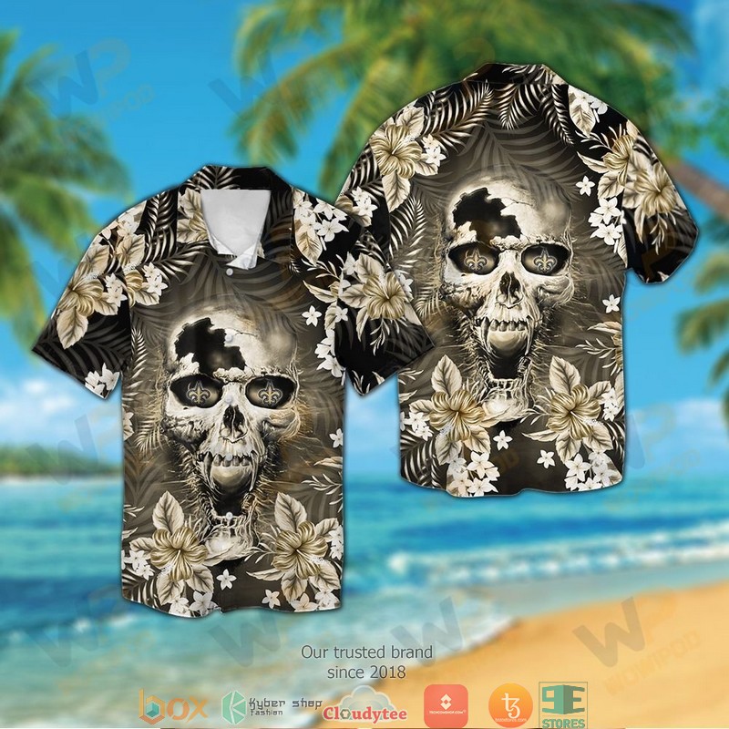 New_Orleans_Saints_3d_illusion_Skull_Hawaiian_shirt_short