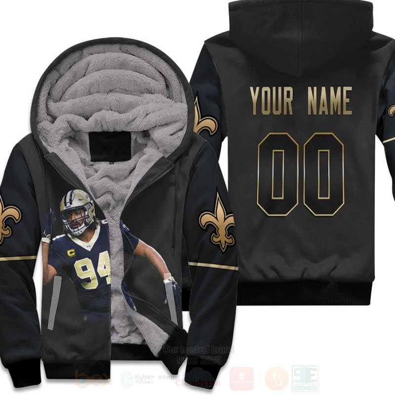New_Orleans_Saints_Cameron_Jordan_94_NFL_Black_Golden_Personalized_3D_Fleece_Hoodie