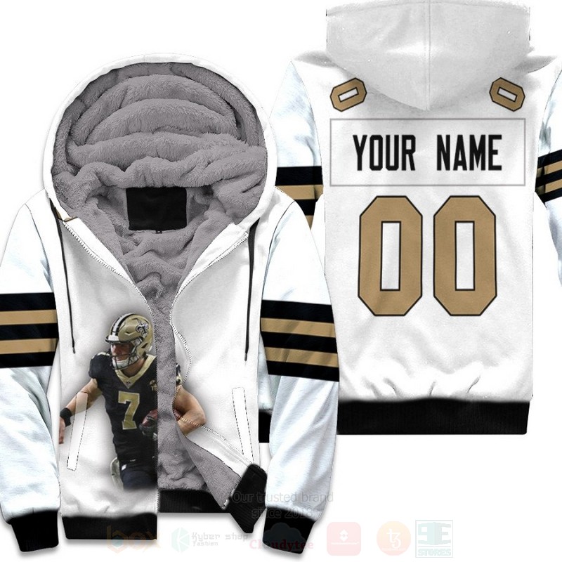 New_Orleans_Saints_Taysom_Hill_7_NFL_100_Year_Anniversary_White_Personalized_3D_Fleece_Hoodie