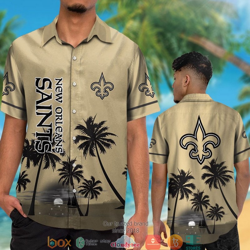 New_Orleans_Saints_coconut_island_night_moon_Hawaiian_Shirt_short_1