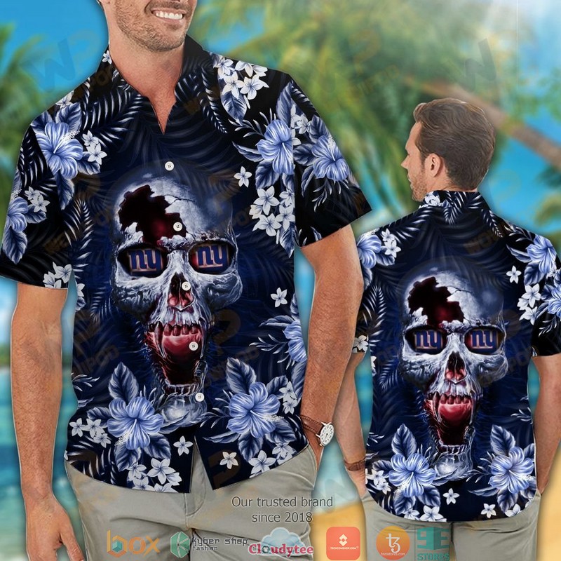New_York_Giants_3d_illusion_Skull_Hawaiian_shirt_short_1