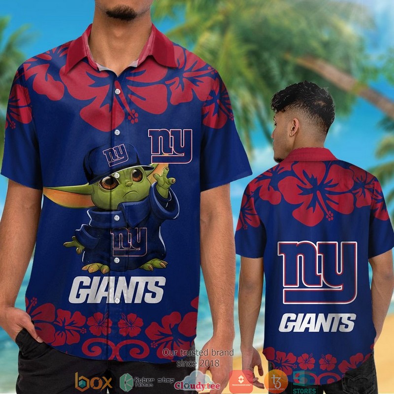 New_York_Giants_Baby_Yoda_Red_Hibiscus_Hawaiian_Shirt_short_1