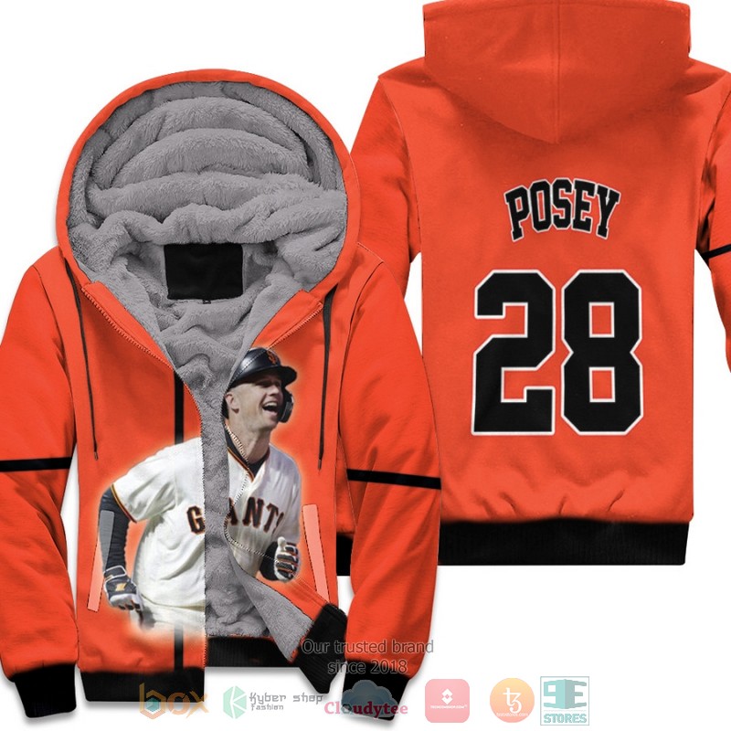 New_York_Giants_Buster_Posey_28_MLB_Orange_fleece_hoodie