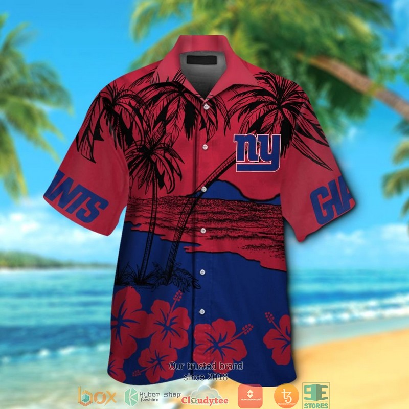 New_York_Giants_Coconut_Island_Hibiscus_Hawaiian_Shirt_short