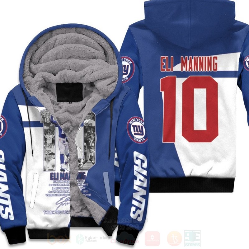 New_York_Giants_Eli_Manning_10_NFL_Thank_You_For_The_Memories_Signed_3D_Fleece_Hoodie