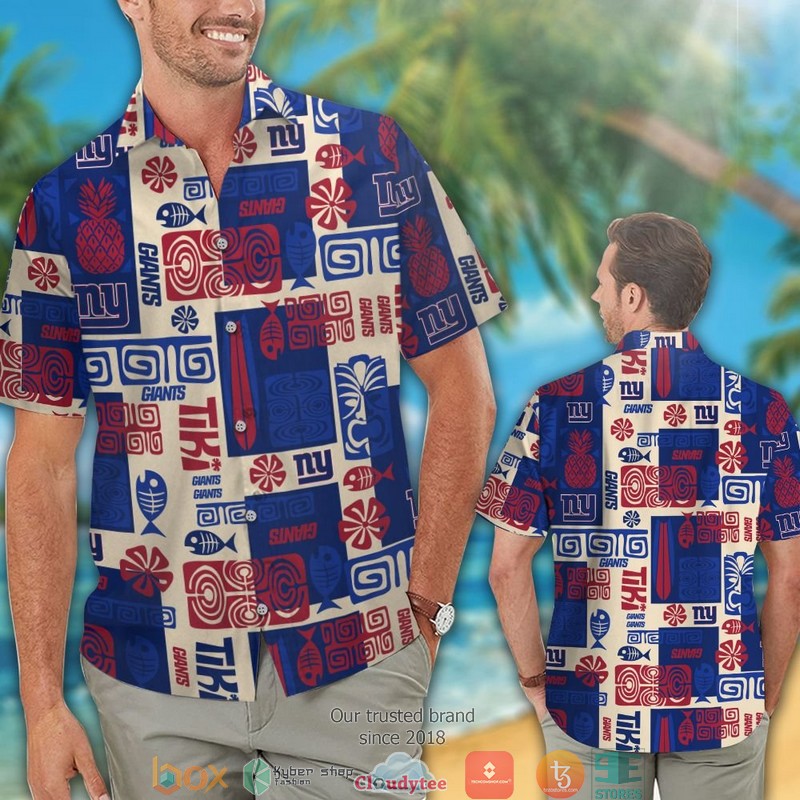 New_York_Giants_Fish_Pineapple_pattern_Hawaiian_Shirt_short_1