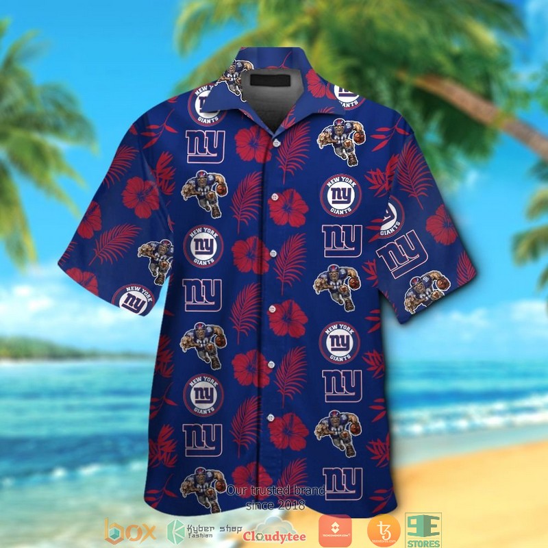 New_York_Giants_Hibiscus_Leaf_Patter_Hawaiian_Shirt_short