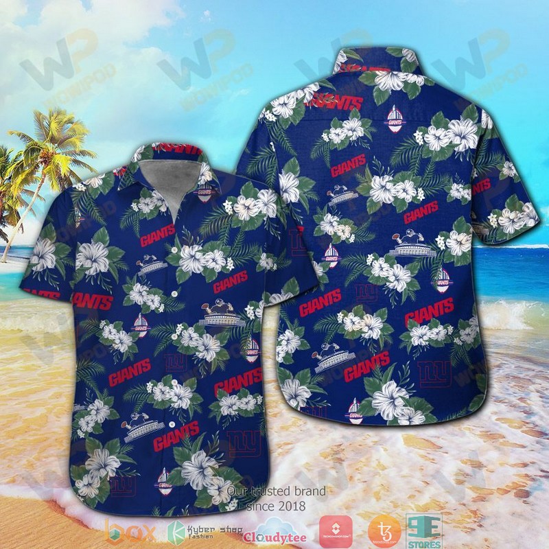 New_York_Giants_Hibiscus_flower_Hawaiian_Shirt_short