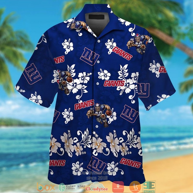 New_York_Giants_Hibiscus_flowers_Hawaiian_Shirt_short
