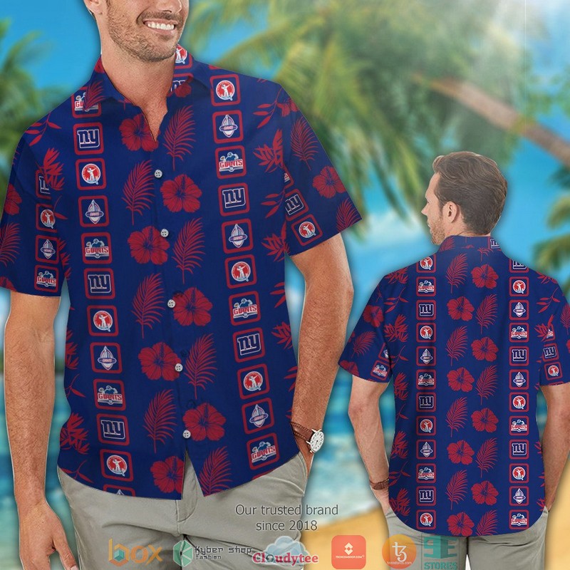 New_York_Giants_Hibiscus_leaf_square_pattern_Hawaiian_Shirt_short_1