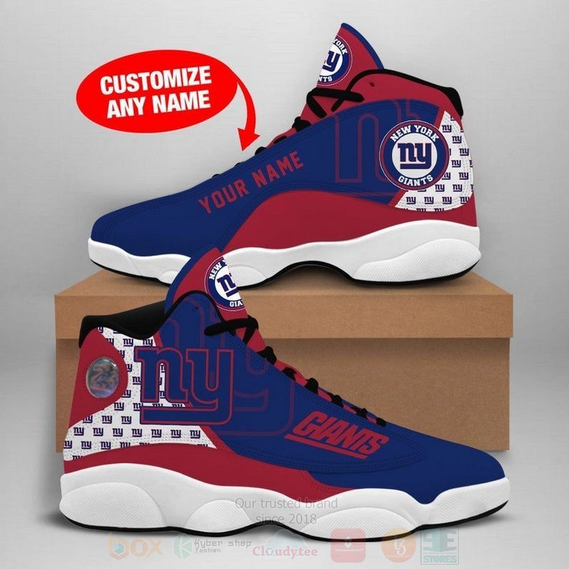 New_York_Giants_NFL_Custom_Name_Air_Jordan_13_Shoes