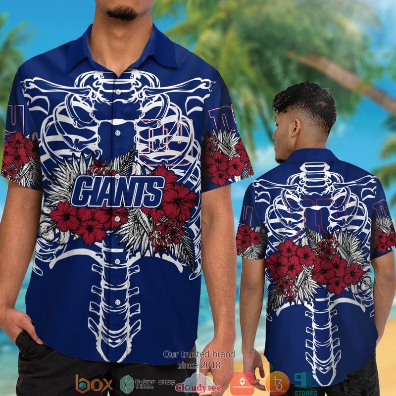 New_York_Giants_backbone_hibiscus_Hawaiian_Shirt_short_1