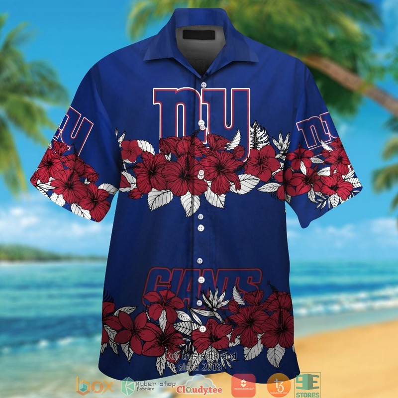 New_York_Giants_hibiscus_flowers_line_Hawaiian_Shirt_short