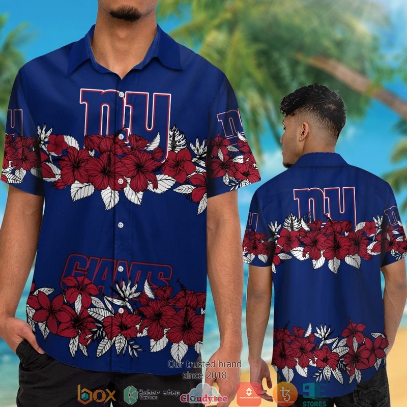 New_York_Giants_hibiscus_flowers_line_Hawaiian_Shirt_short_1