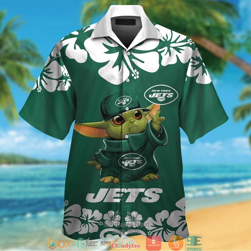 New_York_Jets_Baby_Yoda_Hibiscus_Hawaiian_Shirt_short