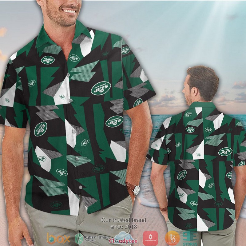 New_York_Jets_Black_green_pattern_Hawaiian_Shirt_short_1
