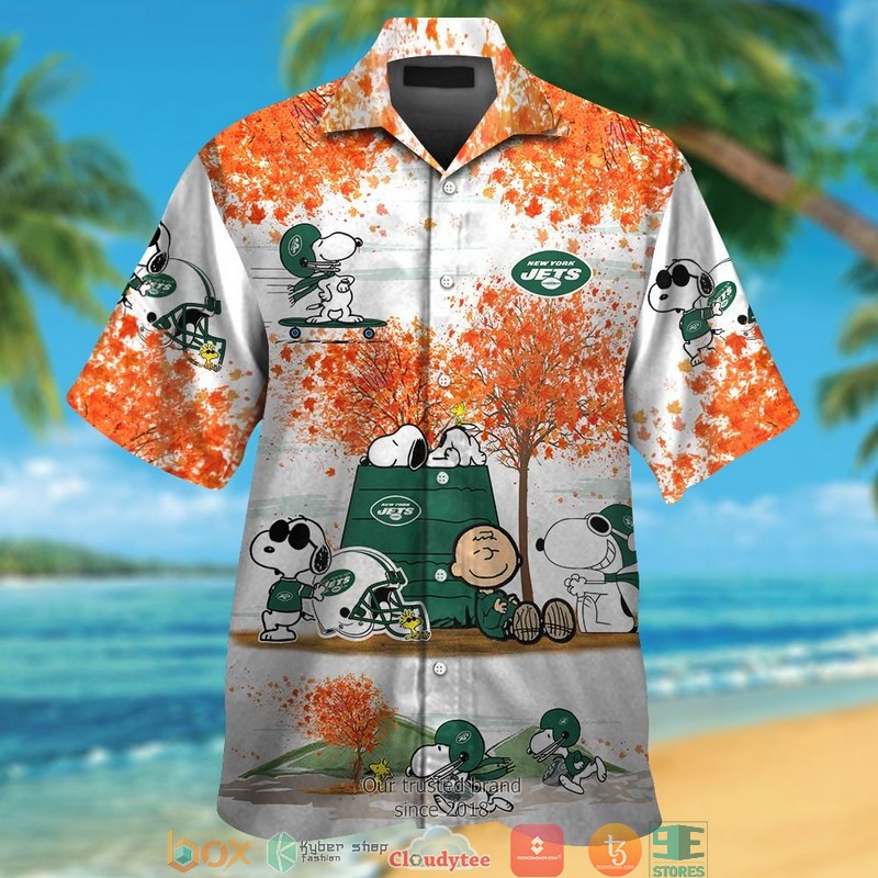 New_York_Jets_Snoopy_and_Charlie_Brown_Autumn_Hawaiian_Shirt_short