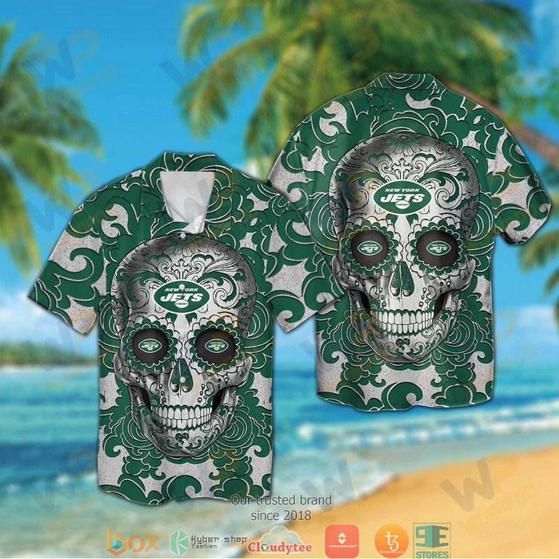 New_York_Jets_Sugar_Skull_Hawaiian_Shirt