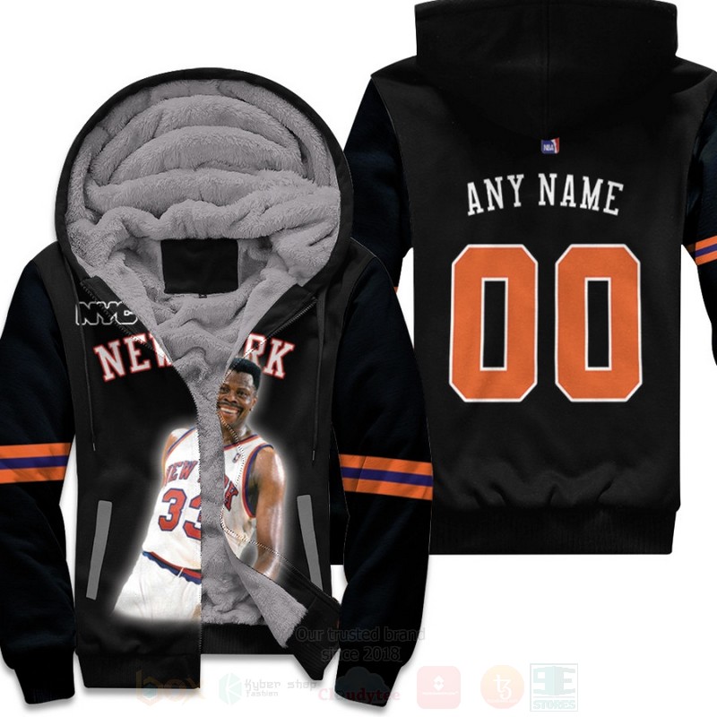 New_York_Knicks_Patrick_Ewing_33_Black_Personalized_3D_Fleece_Hoodie